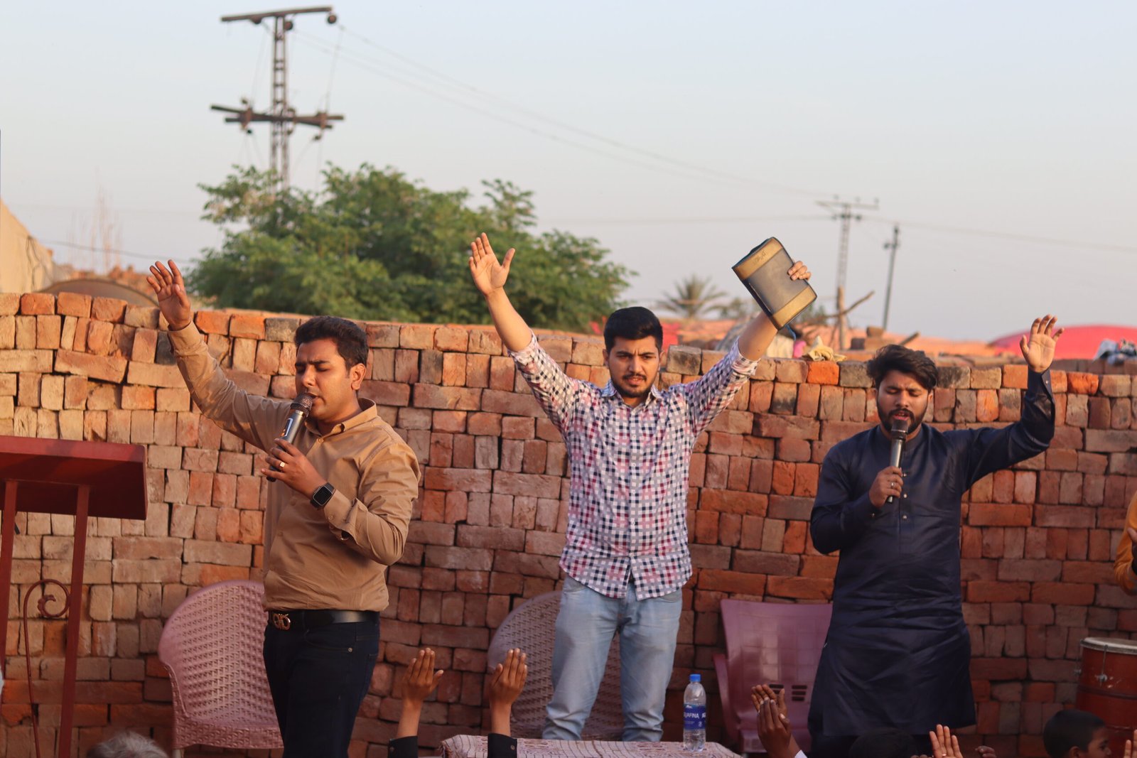 Preaching at brick kiln